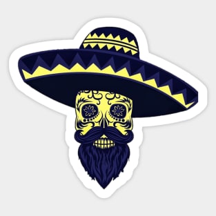 Sugar skull with beard Sticker